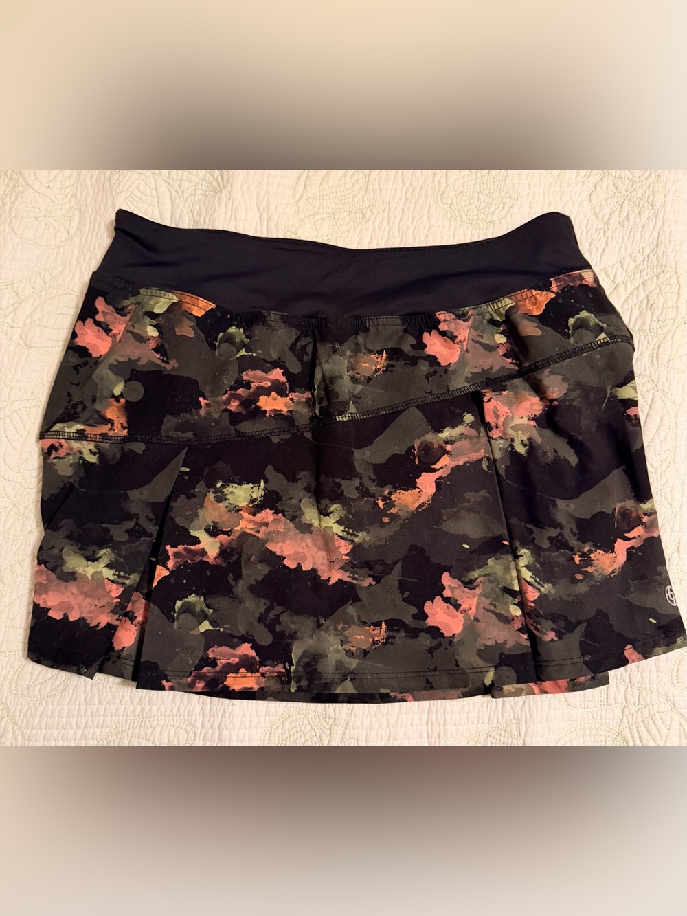 Lija Black Skort with Coral and Olive Abstract Print M
